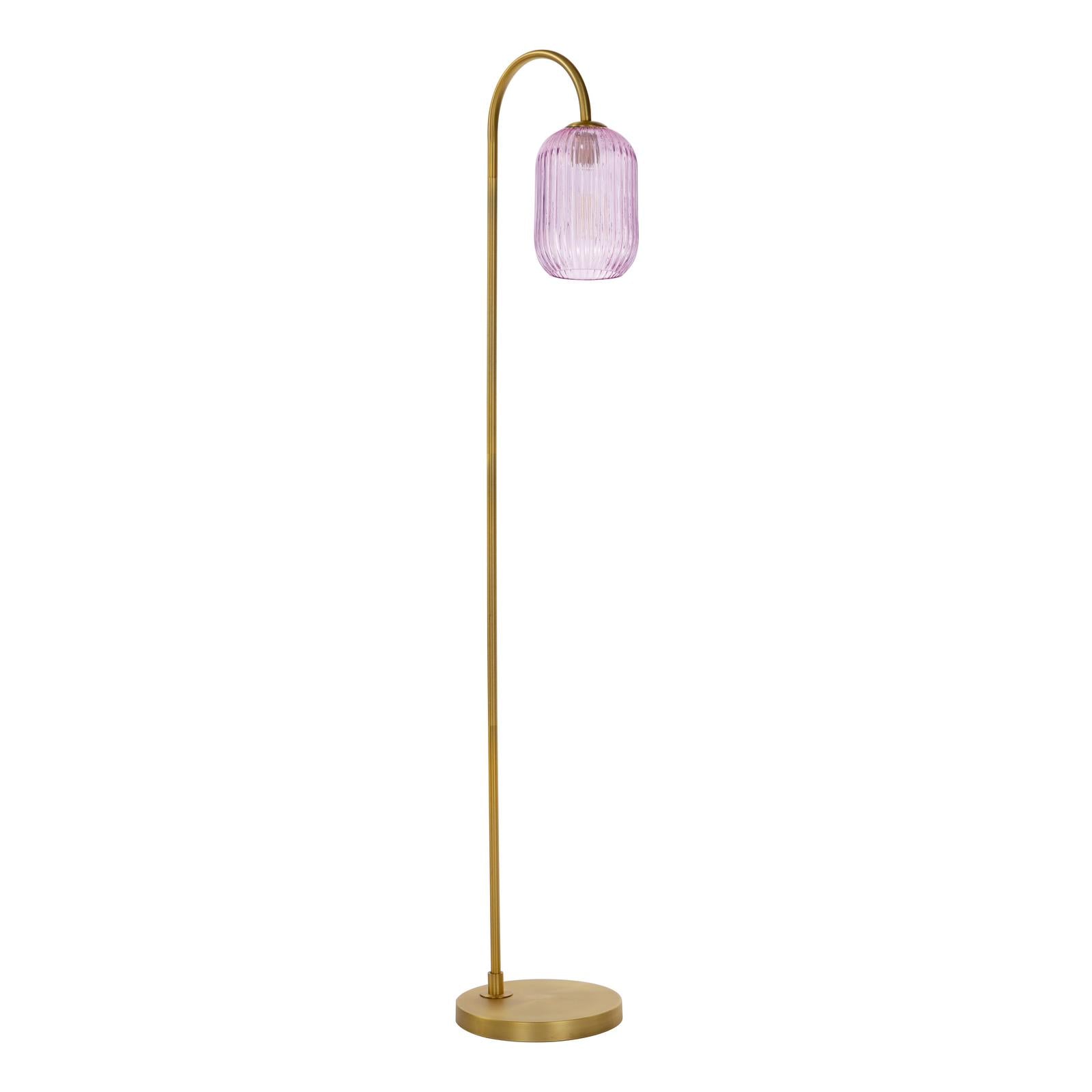 IDR4963-SAW6503 Idra Floor Lamp Aged Bronze and Pink Ribbed Glass