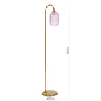 IDR4963-SAW6503 Idra Floor Lamp Aged Bronze and Pink Ribbed Glass