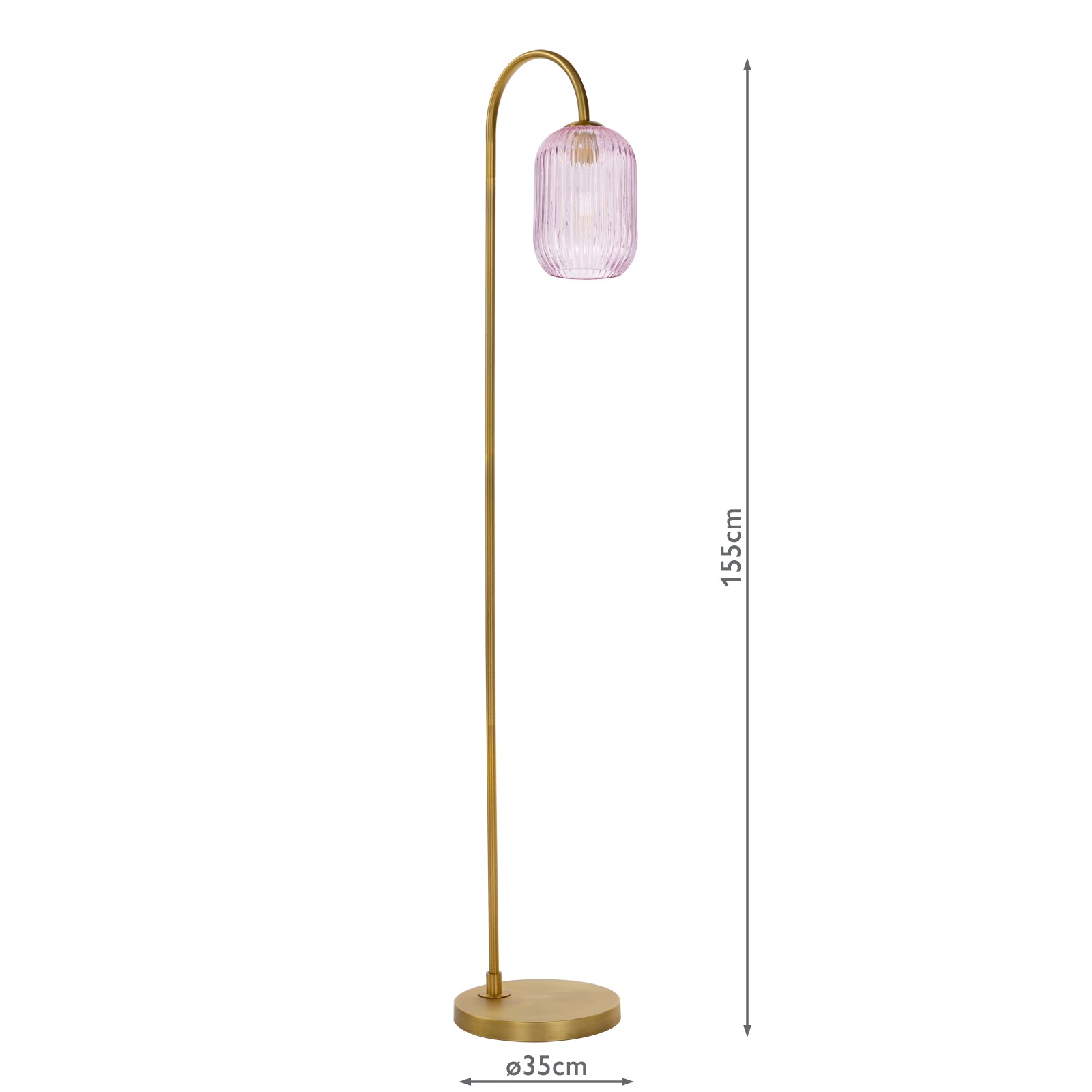 IDR4963-SAW6503 Idra Floor Lamp Aged Bronze and Pink Ribbed Glass