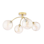 IZZ0435-26 Izzy 4 Light Semi-Flush Matt Gold With Twisted Amber Glass