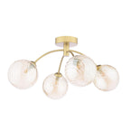 IZZ0435-26 Izzy 4 Light Semi-Flush Matt Gold With Twisted Amber Glass