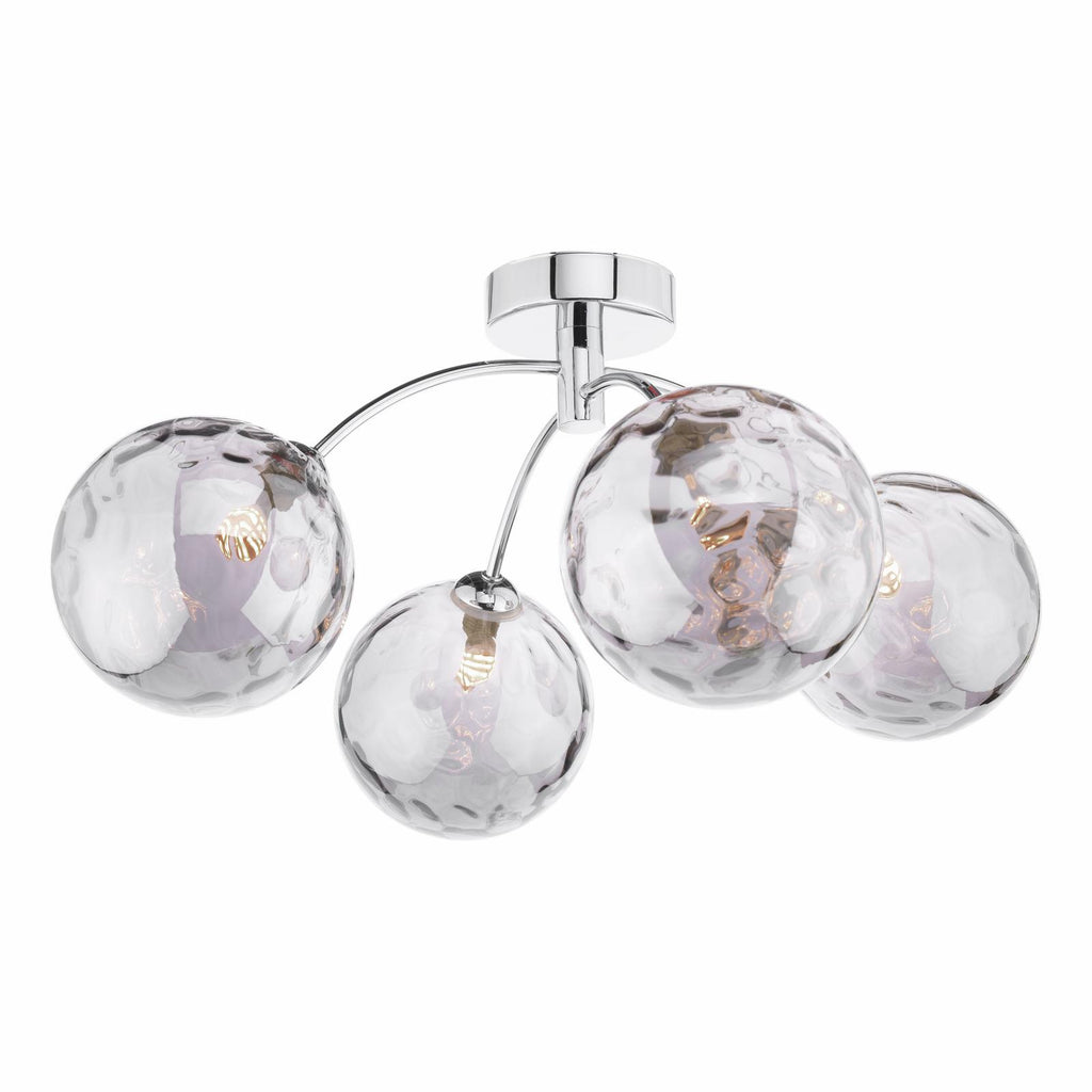 IZZ0450-10 Izzy 4 Light Semi Flush Polished Chrome With Smoked Dimpled Glass