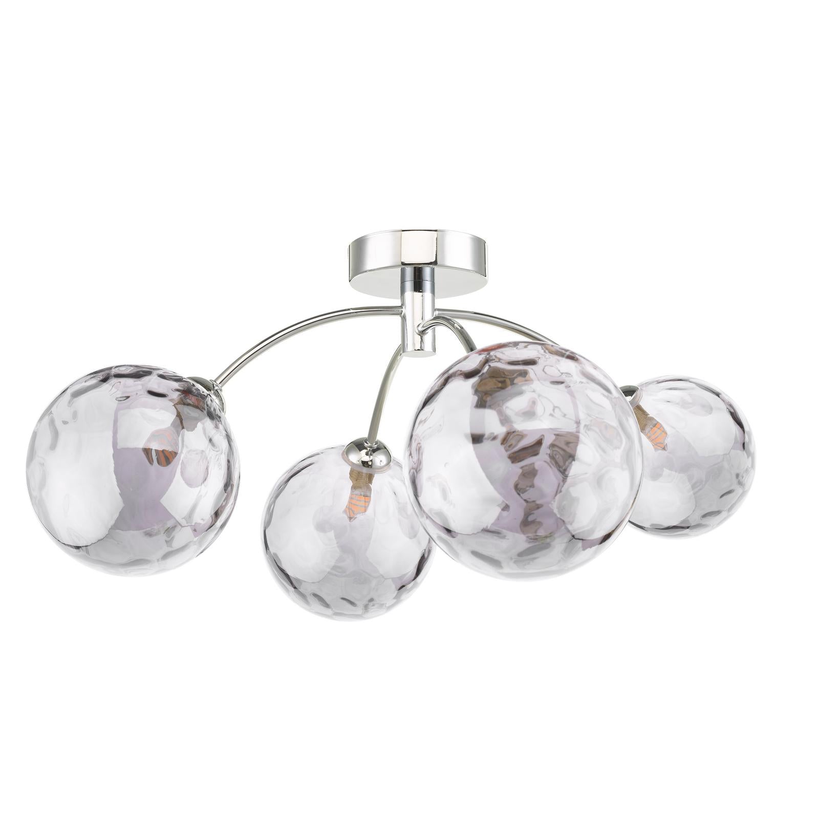IZZ0450-10 Izzy 4 Light Semi Flush Polished Chrome With Smoked Dimpled Glass