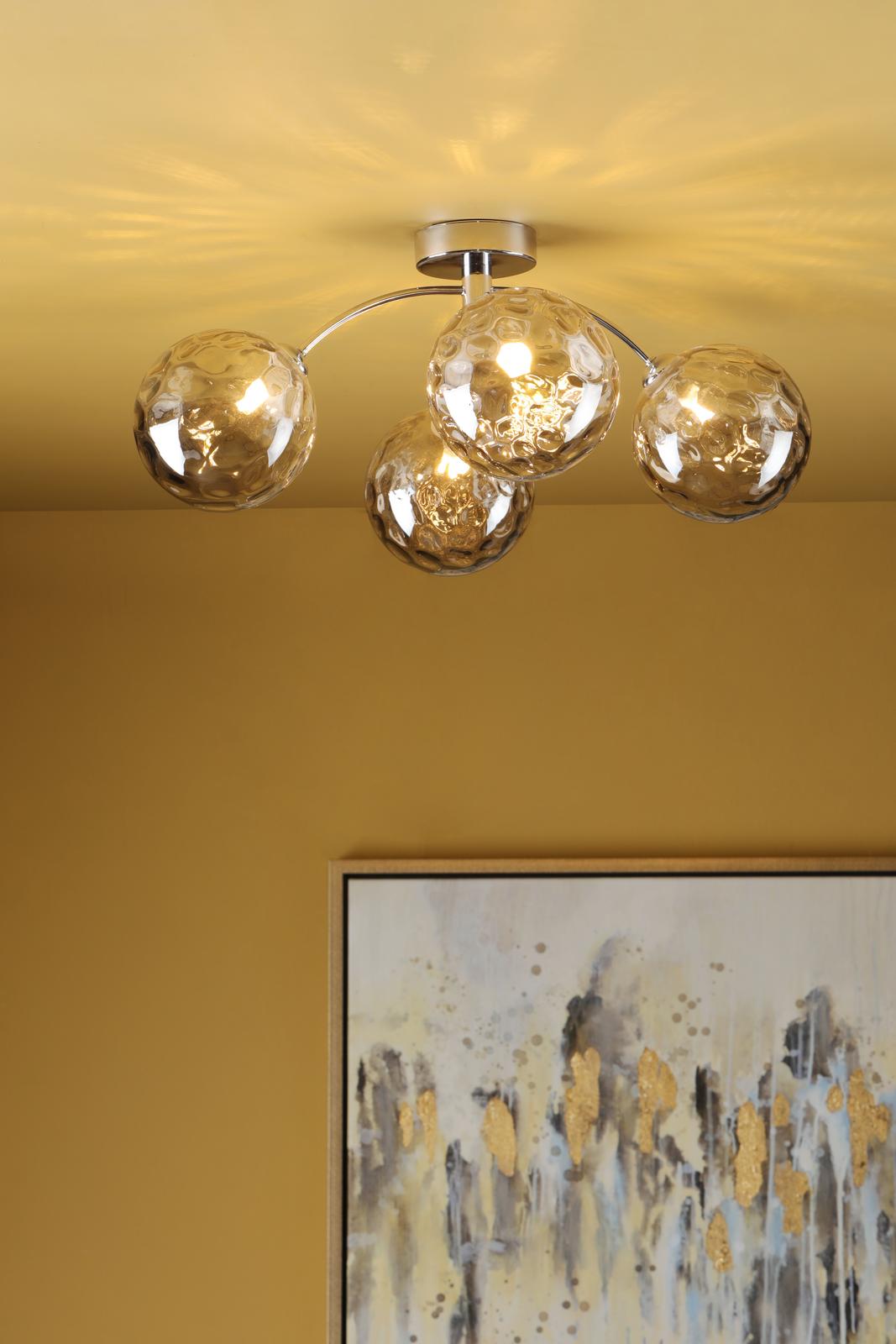 IZZ0450-10 Izzy 4 Light Semi Flush Polished Chrome With Smoked Dimpled Glass