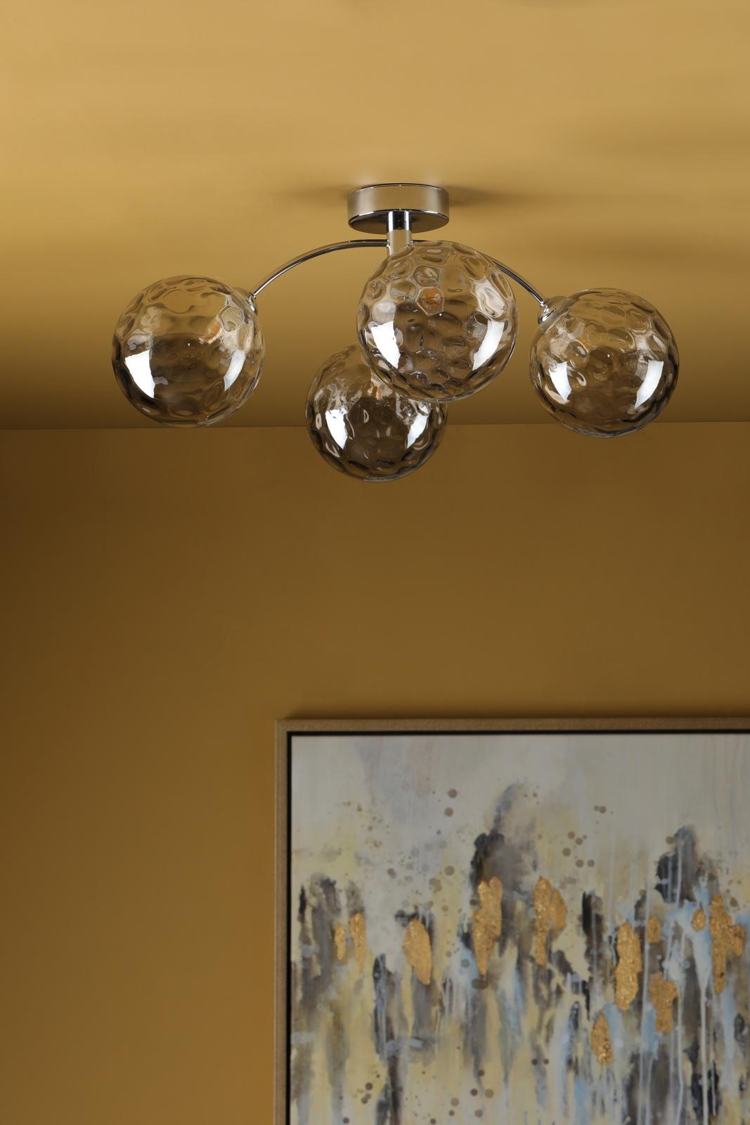 IZZ0450-10 Izzy 4 Light Semi Flush Polished Chrome With Smoked Dimpled Glass