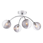 IZZ0450-18 Izzy 4 Light Semi Flush Polished Chrome With Smoked/Clear Ribbed Glass