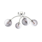 IZZ0450-18 Izzy 4 Light Semi Flush Polished Chrome With Smoked/Clear Ribbed Glass