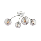IZZ0450-28 Izzy 4 Light Semi Flush Polished Chrome With Closed Organic Smoked Glass