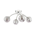IZZ0450-28 Izzy 4 Light Semi Flush Polished Chrome With Closed Organic Smoked Glass