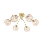 IZZ0635-16 Izzy 6 Light Semi-Flush Matt Gold With Organic Amber Glass