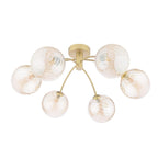 IZZ0635-26 Izzy 6 Light Semi-Flush Matt Gold With Twisted Amber Glass
