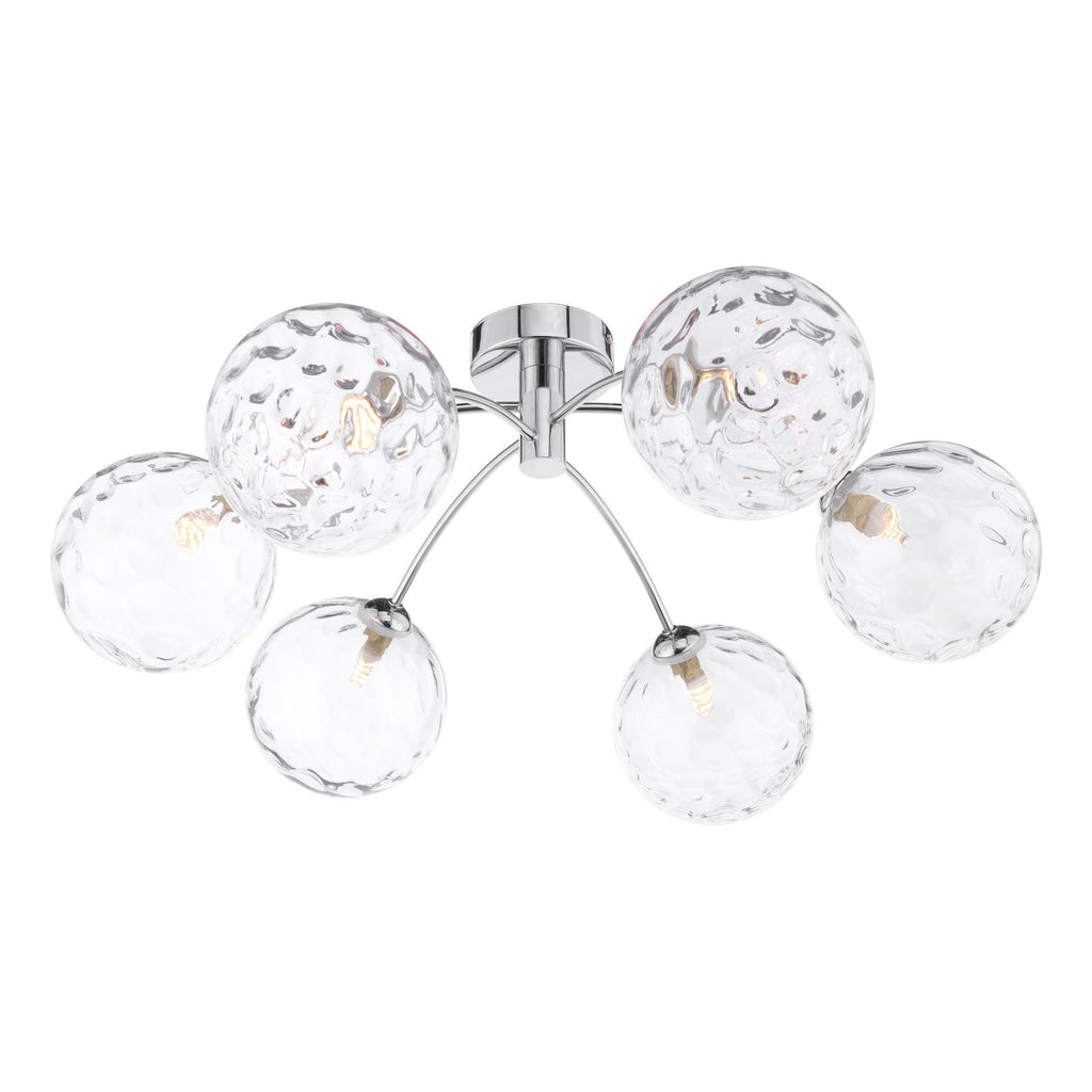 IZZ0650-12 Izzy 6 Light Semi Flush Polished Chrome With Clear Dimpled Glass