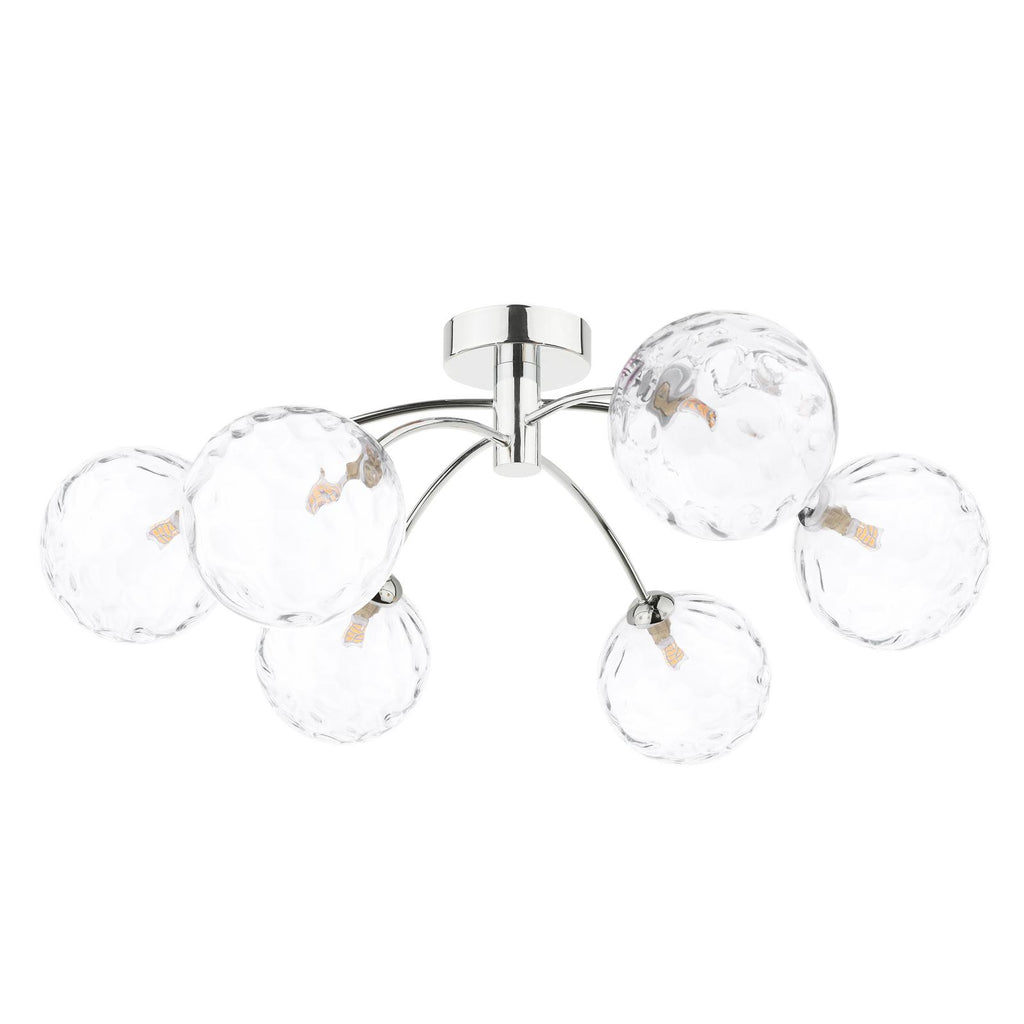 IZZ0650-12 Izzy 6 Light Semi Flush Polished Chrome With Clear Dimpled Glass