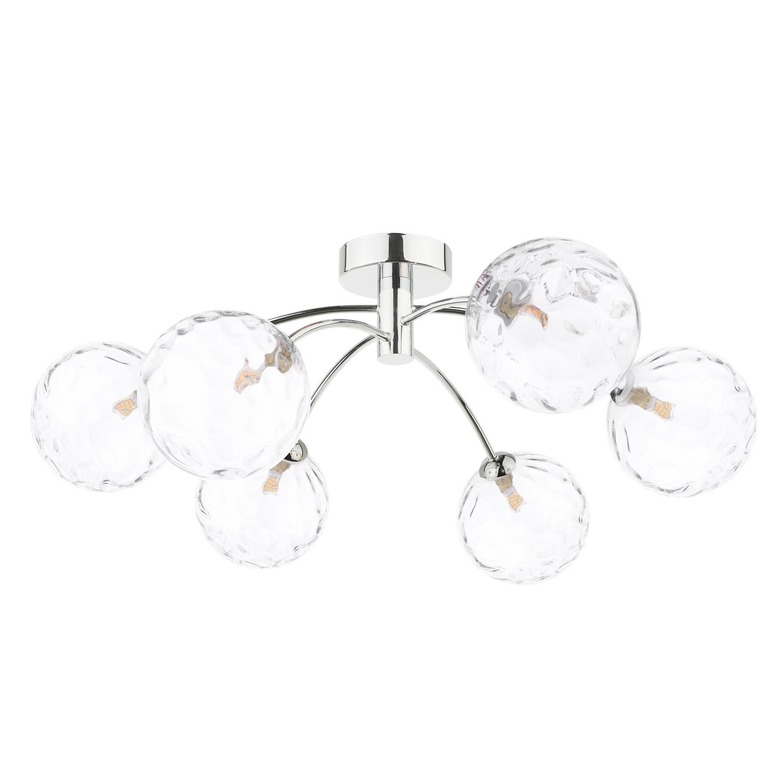 IZZ0650-12 Izzy 6 Light Semi Flush Polished Chrome With Clear Dimpled Glass
