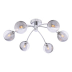 IZZ0650-18 Izzy 6 Light Semi Flush Polished Chrome With Smoked/Clear Ribbed Glass