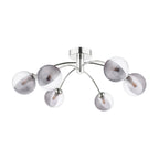 IZZ0650-18 Izzy 6 Light Semi Flush Polished Chrome With Smoked/Clear Ribbed Glass