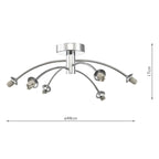 IZZ0650-F Izzy 6 Light Semi-Flush Polished Chrome Fitting Only (S)