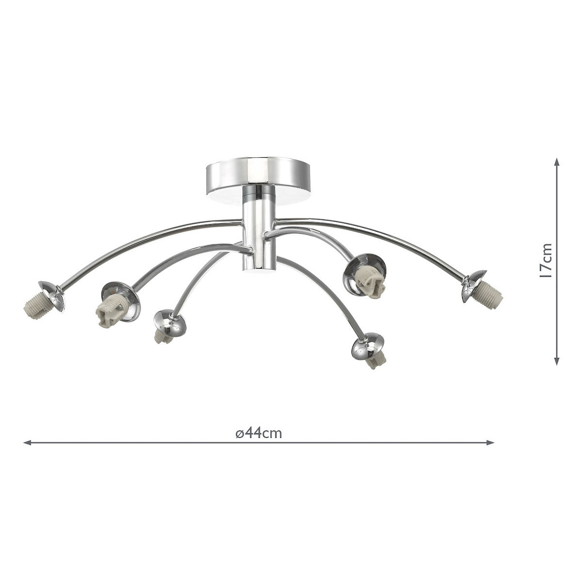 IZZ0650-F Izzy 6 Light Semi-Flush Polished Chrome Fitting Only (S)