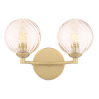 IZZ0935-25 Izzy 2 Light Wall Light Matt Gold With Twisted Amber Glass