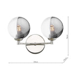 IZZ0950-18 Izzy 2 Light Wall Light Polished Chrome With Smoked/Clear Ribbed Glass