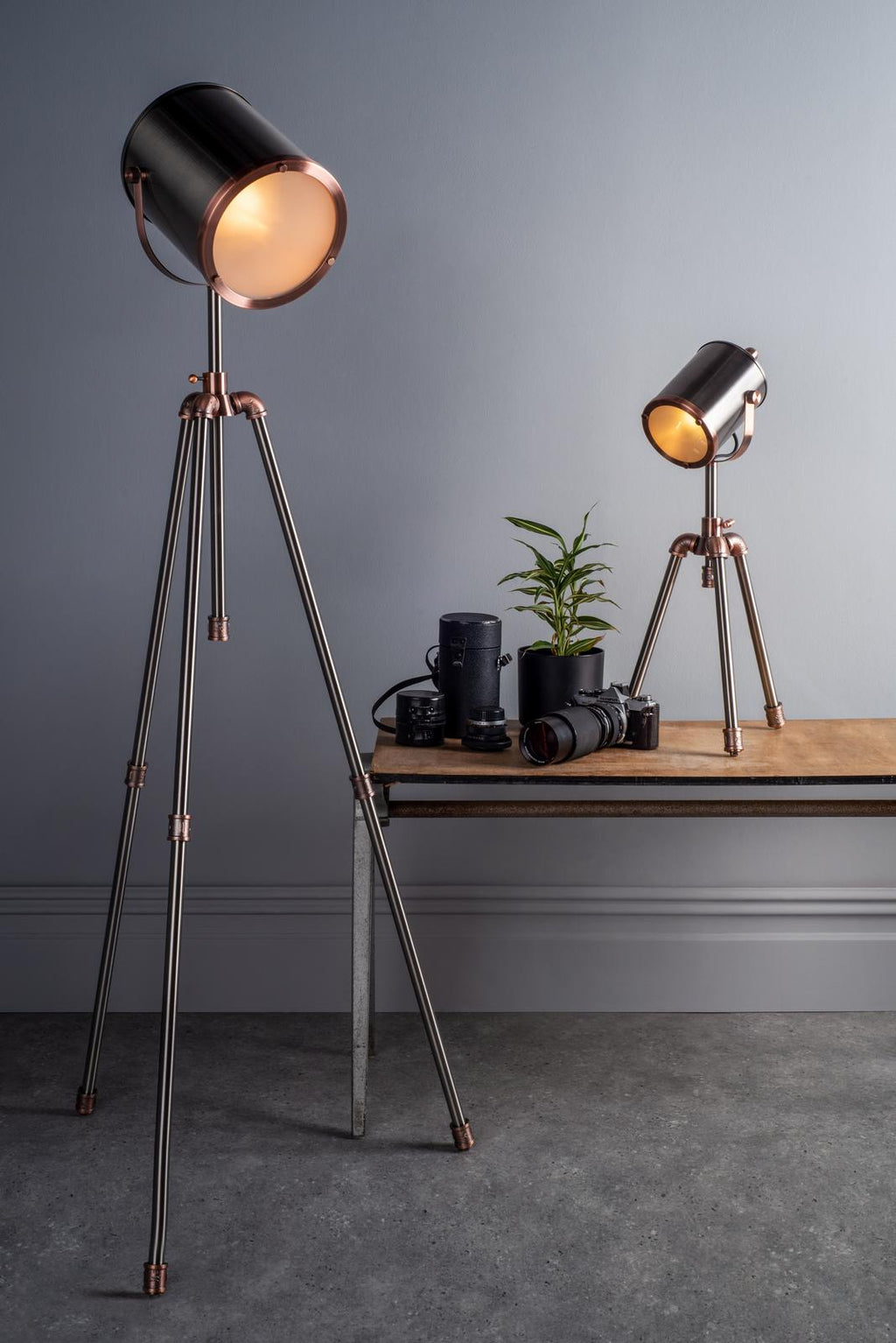 JAK4021 Jake Desk Lamp Aged Silver and Antique Copper