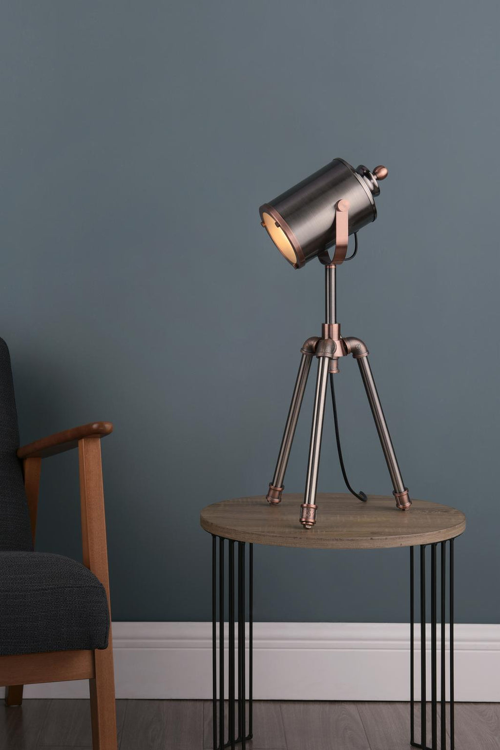 JAK4021 Jake Desk Lamp Aged Silver and Antique Copper