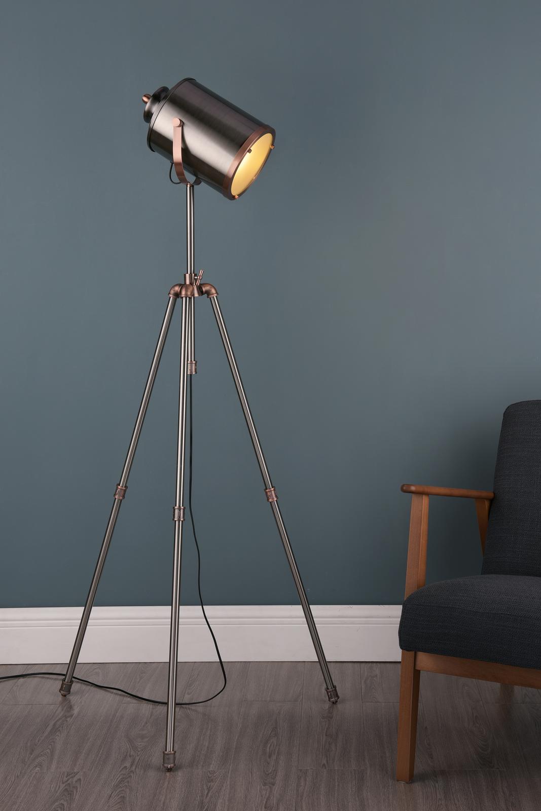 JAK4921 Jake Task Floor Lamp Aged Silver and Antique Copper
