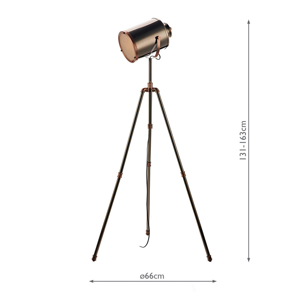 JAK4921 Jake Task Floor Lamp Aged Silver and Antique Copper