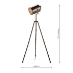 JAK4921 Jake Task Floor Lamp Aged Silver and Antique Copper