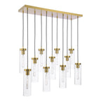 JOD4863 Jodelle 11 Light Bar Pendant Polished Bronze and Ribbed Glass