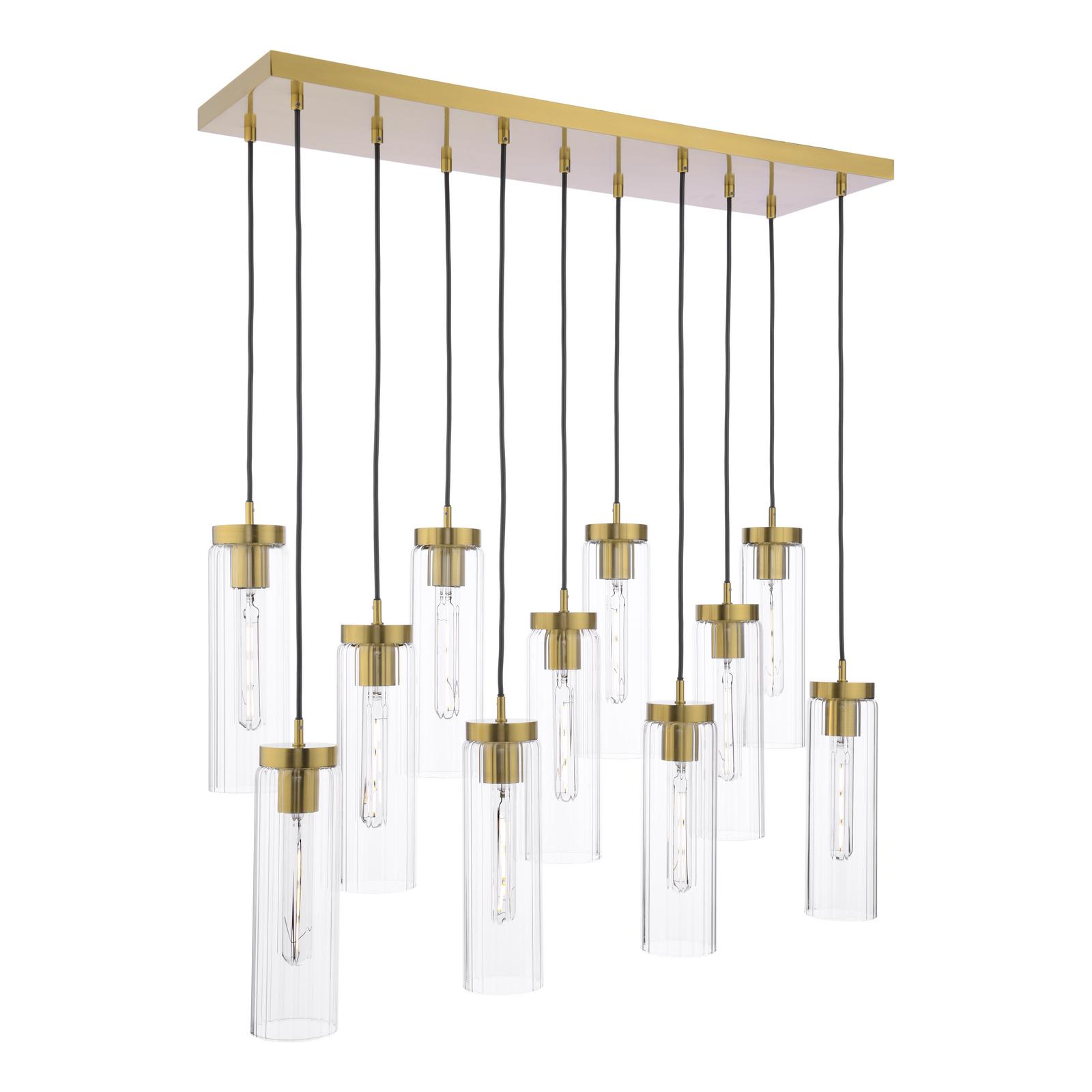 JOD4863 Jodelle 11 Light Bar Pendant Polished Bronze and Ribbed Glass