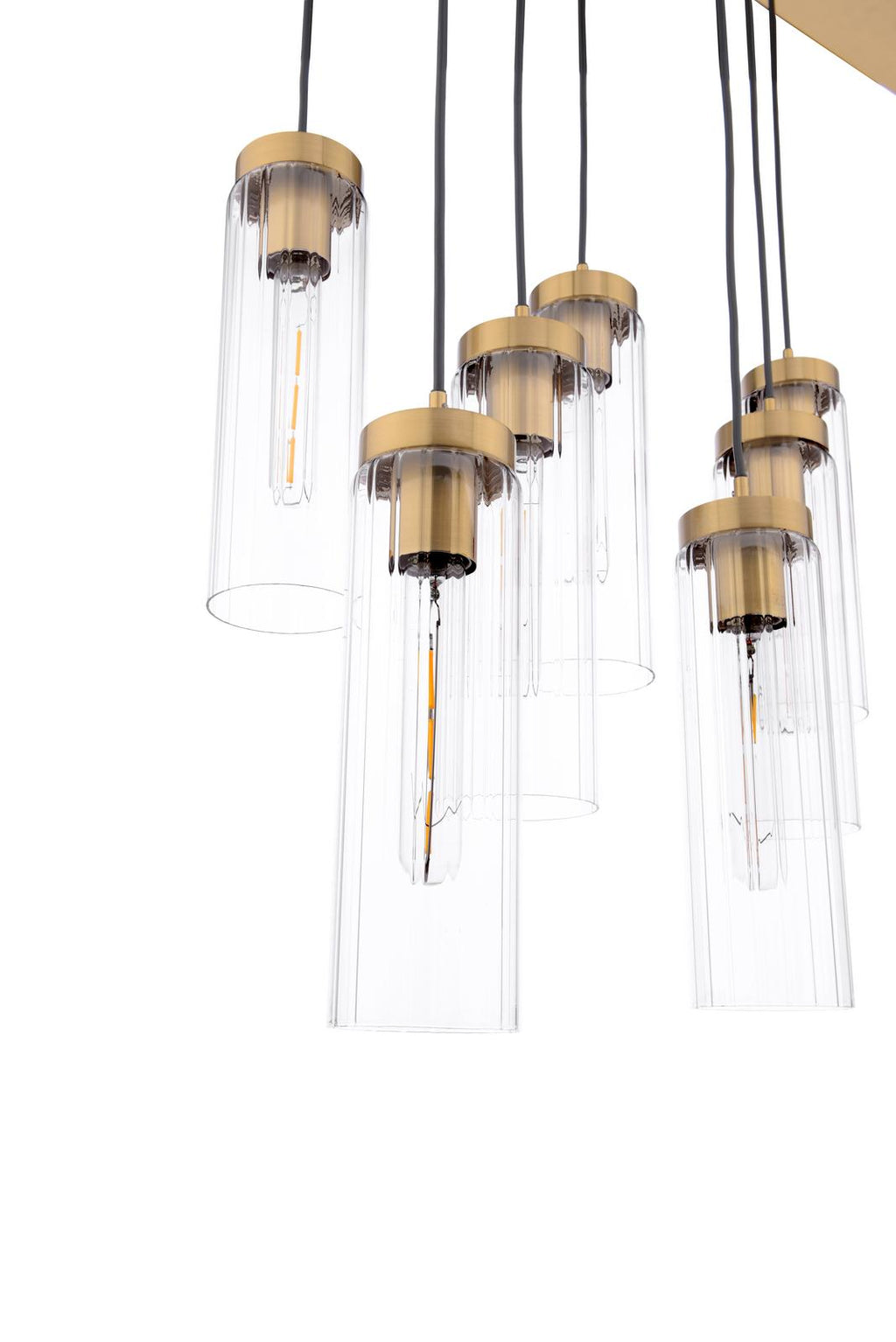 JOD4863 Jodelle 11 Light Bar Pendant Polished Bronze and Ribbed Glass