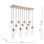JOD4863 Jodelle 11 Light Bar Pendant Polished Bronze and Ribbed Glass