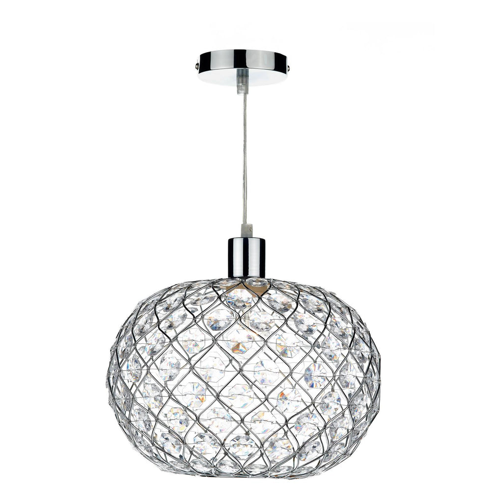 JUA6550 Juanita Easy Fit Pendant Polished Chrome and Clear Faceted Plastic