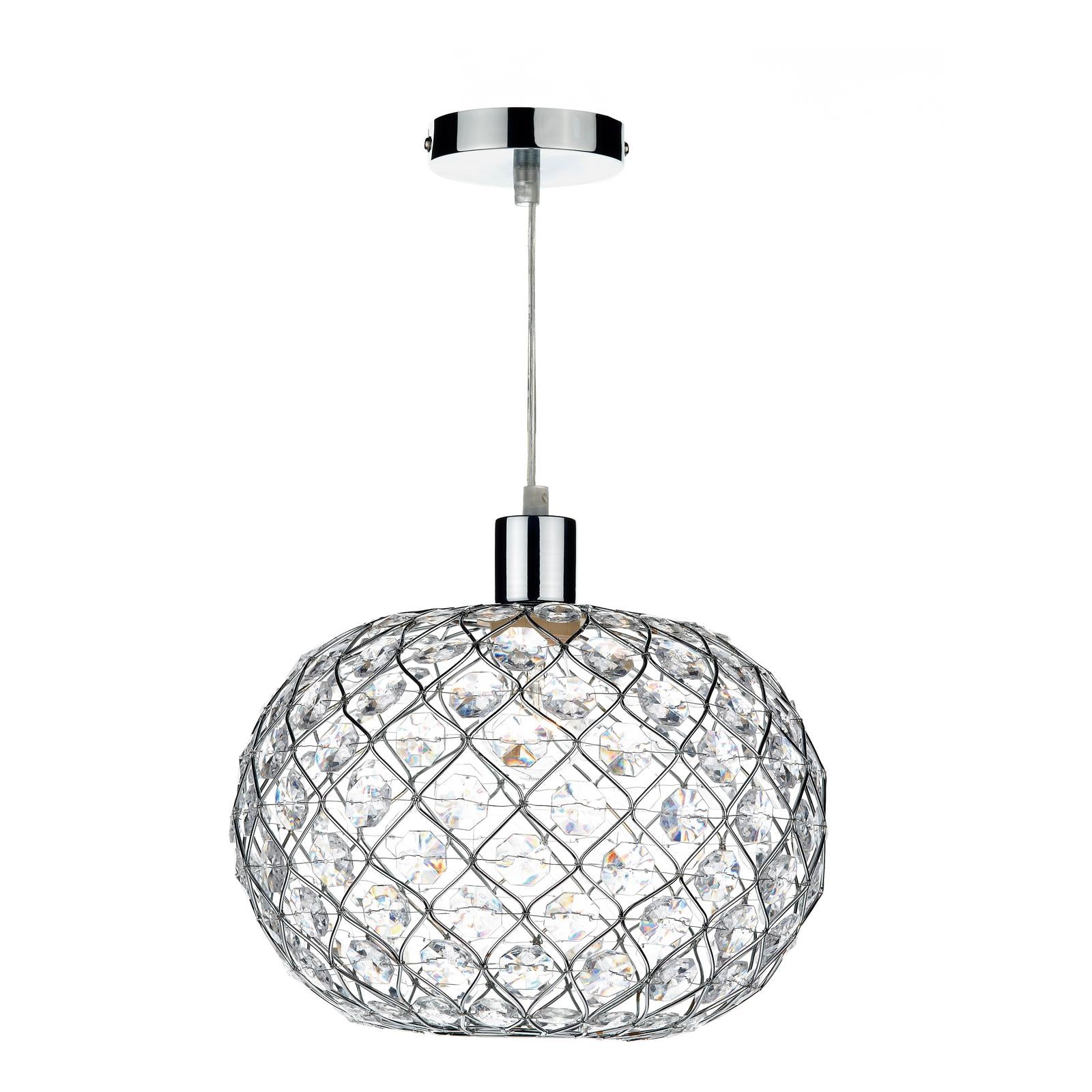 JUA6550 Juanita Easy Fit Pendant Polished Chrome and Clear Faceted Plastic