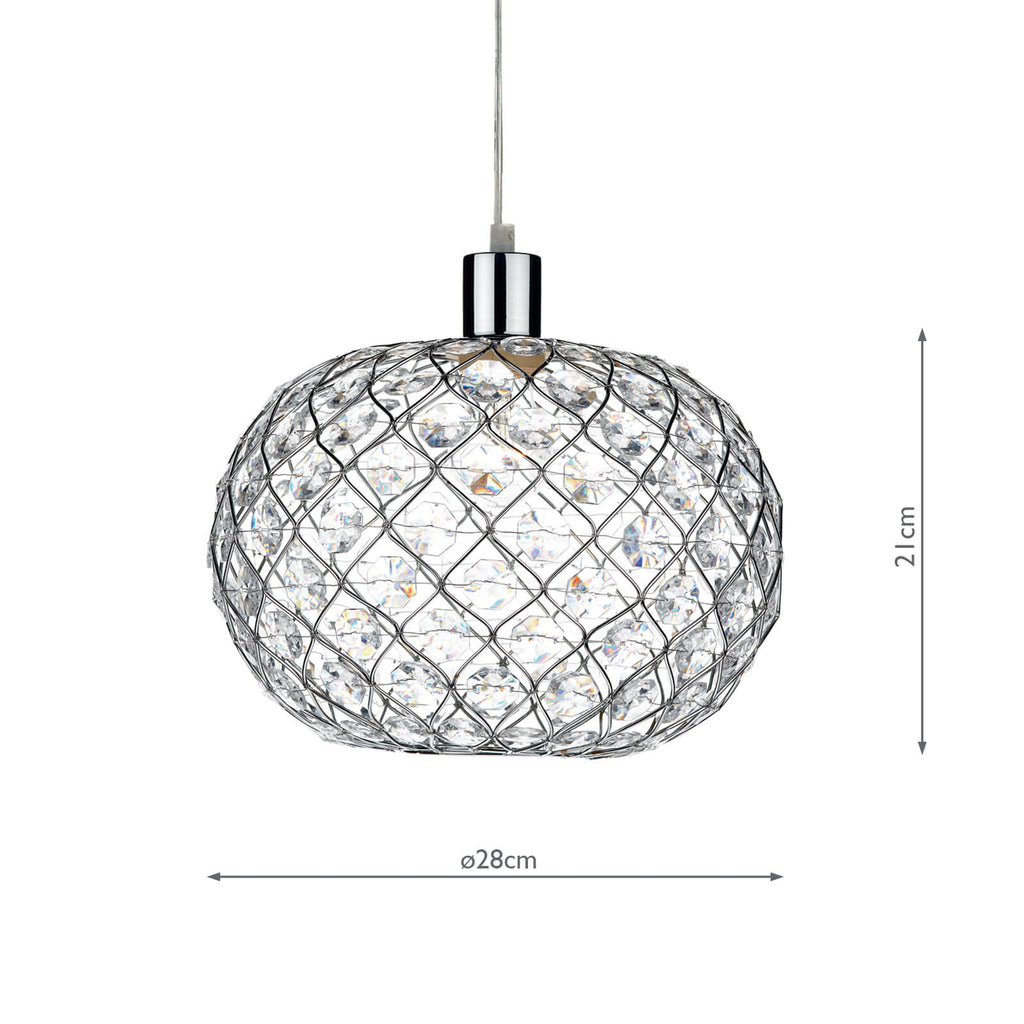 JUA6550 Juanita Easy Fit Pendant Polished Chrome and Clear Faceted Plastic