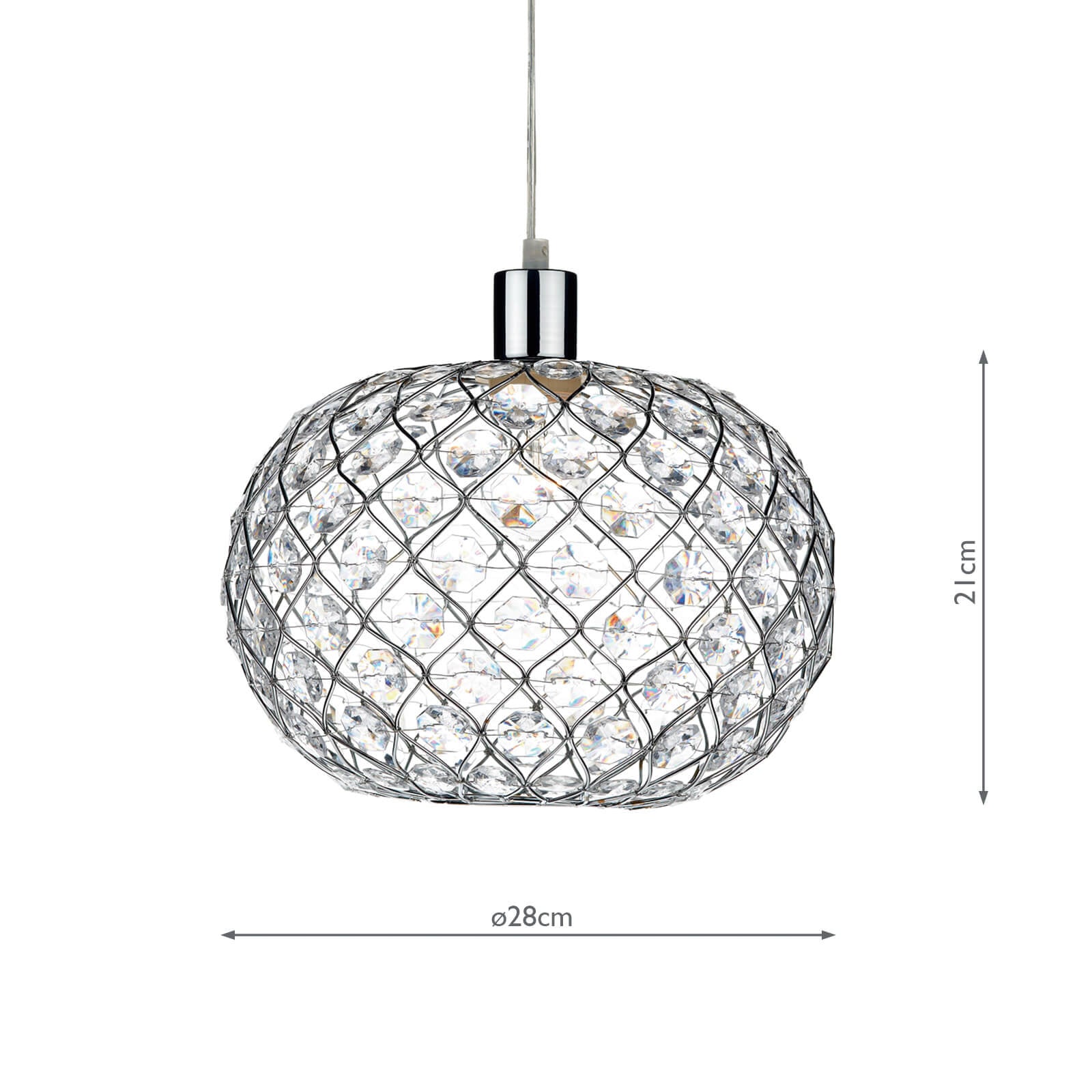 JUA6550 Juanita Easy Fit Pendant Polished Chrome and Clear Faceted Plastic