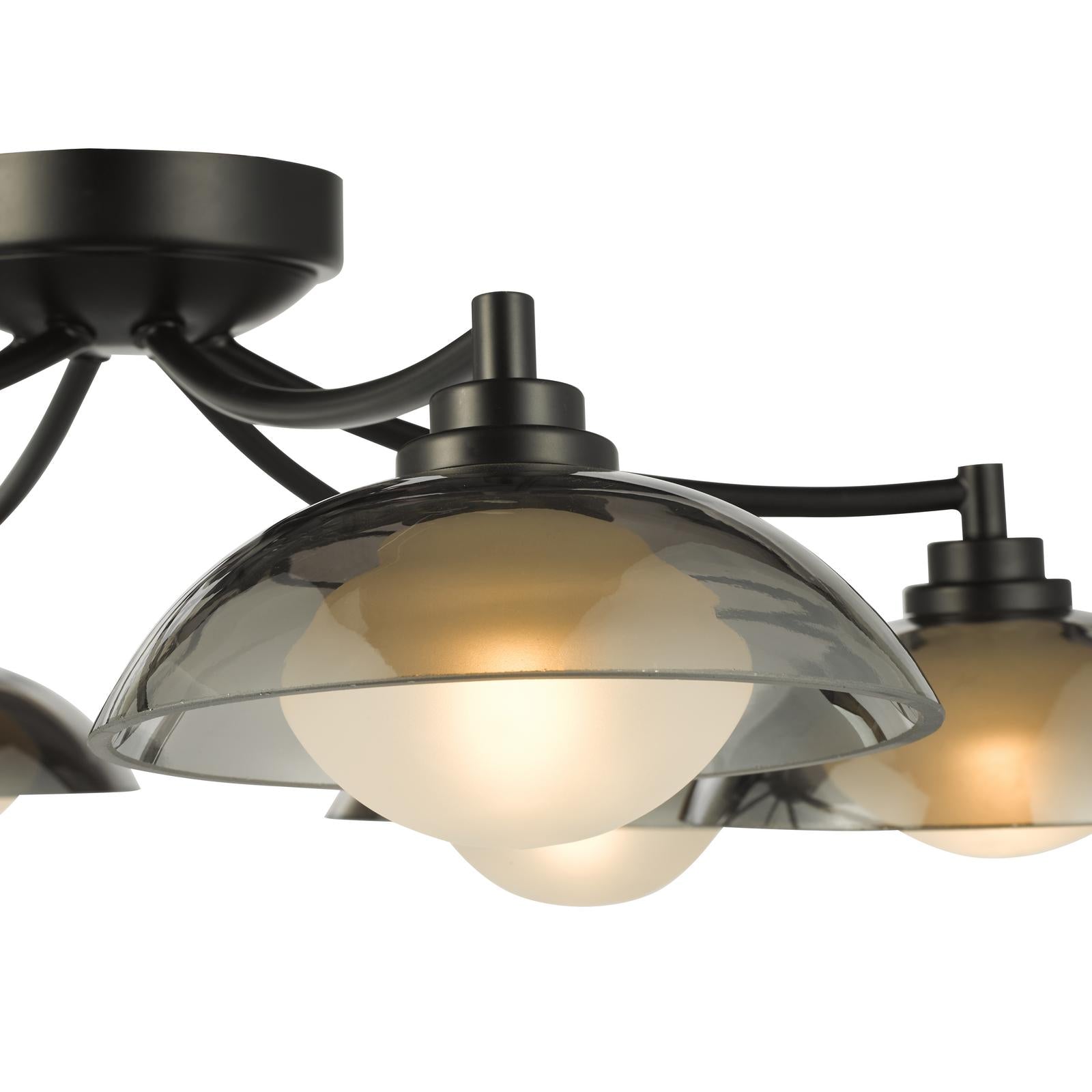 KAD0622 Kadience 6 Light Semi-Flush Satin Black and Smoked Glass
