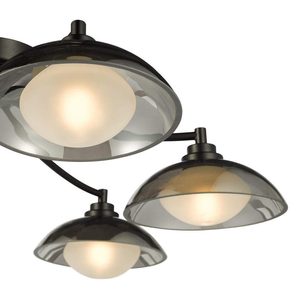 KAD0622 Kadience 6 Light Semi-Flush Satin Black and Smoked Glass