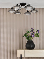 KAD0622 Kadience 6 Light Semi-Flush Satin Black and Smoked Glass