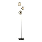 KAD4922 Kadience 3 Light Floor Lamp Satin Black and Smoked Glass