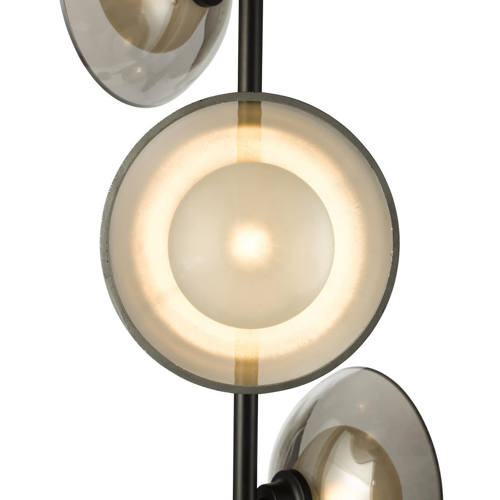 KAD4922 Kadience 3 Light Floor Lamp Satin Black and Smoked Glass