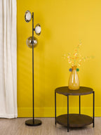 KAD4922 Kadience 3 Light Floor Lamp Satin Black and Smoked Glass