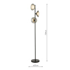 KAD4922 Kadience 3 Light Floor Lamp Satin Black and Smoked Glass