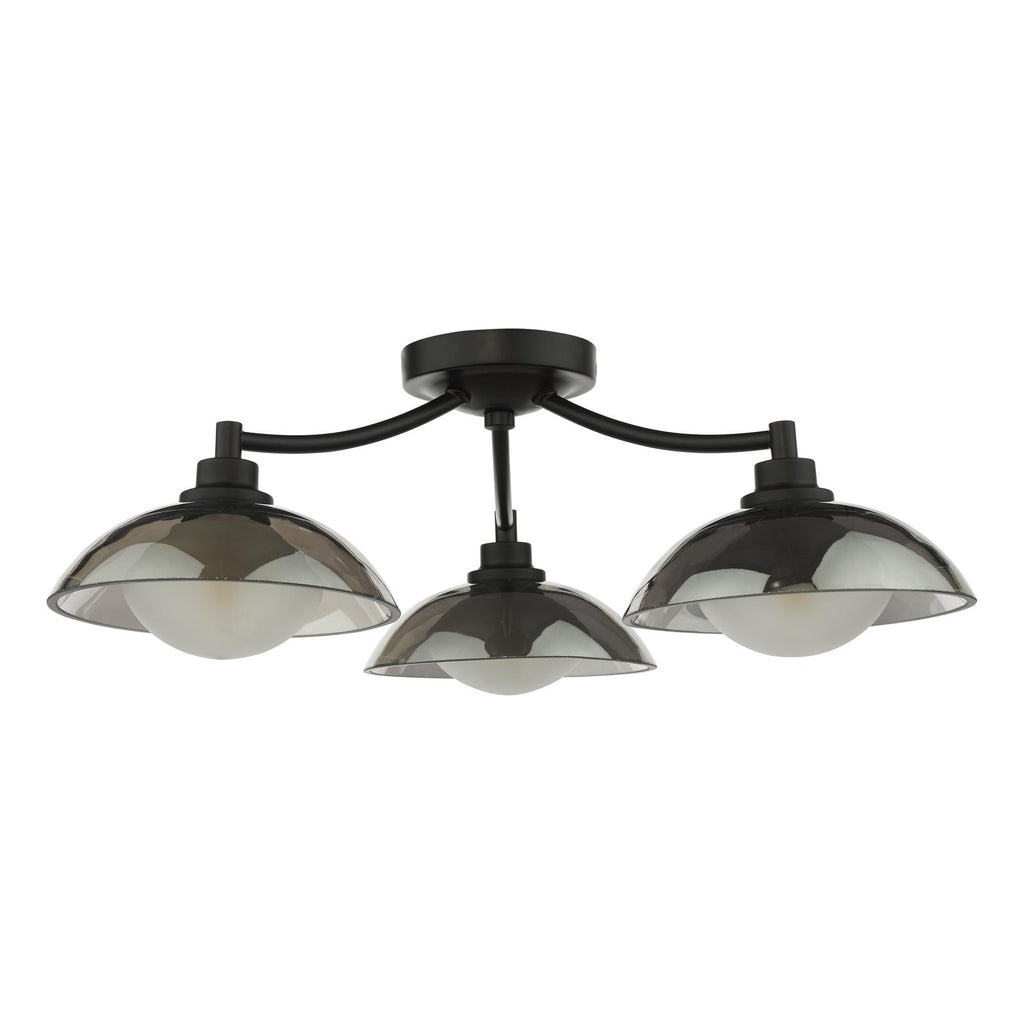 KAD5322 Kadience 3 Light Semi-Flush Satin Black and Smoked Glass