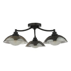 KAD5322 Kadience 3 Light Semi-Flush Satin Black and Smoked Glass
