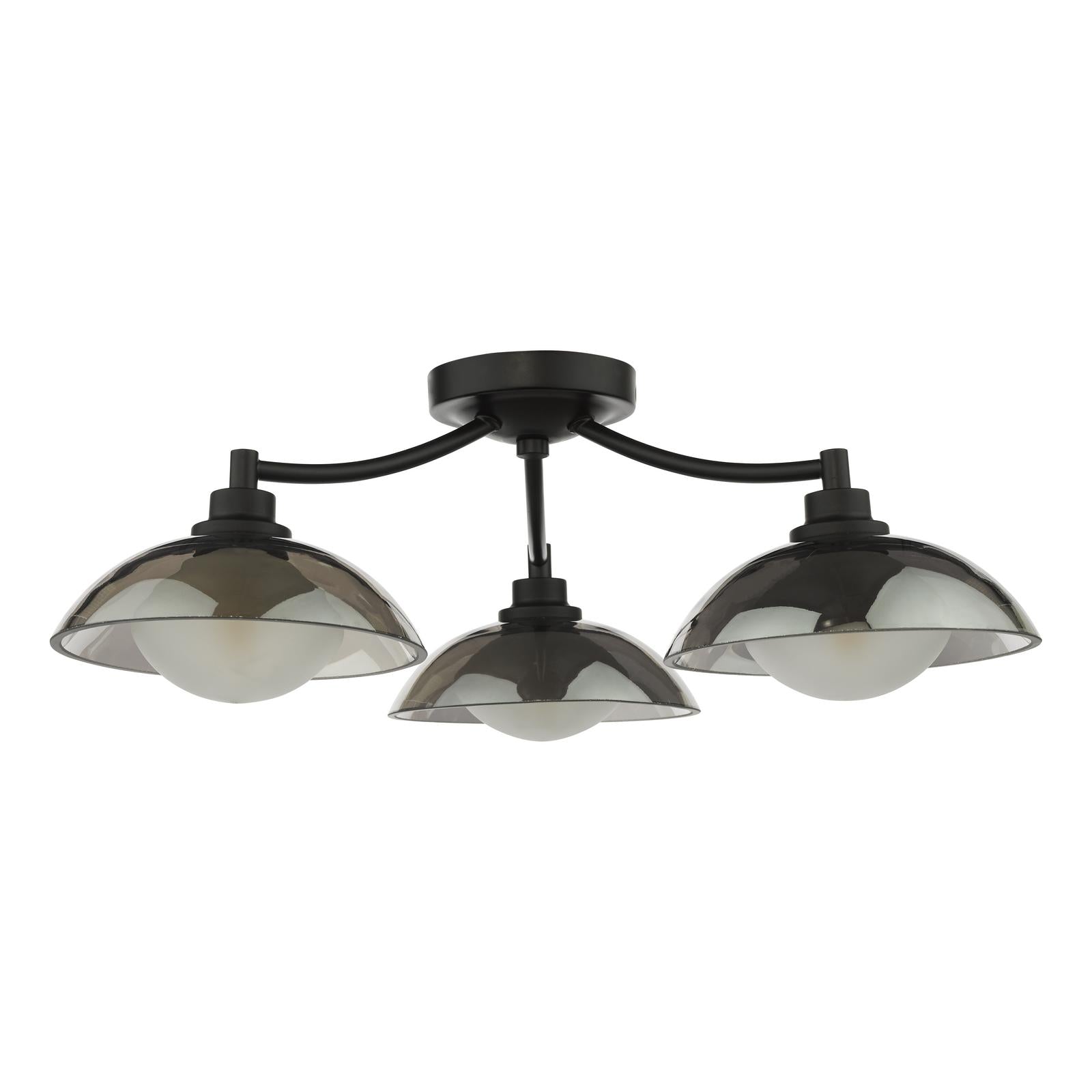 KAD5322 Kadience 3 Light Semi-Flush Satin Black and Smoked Glass