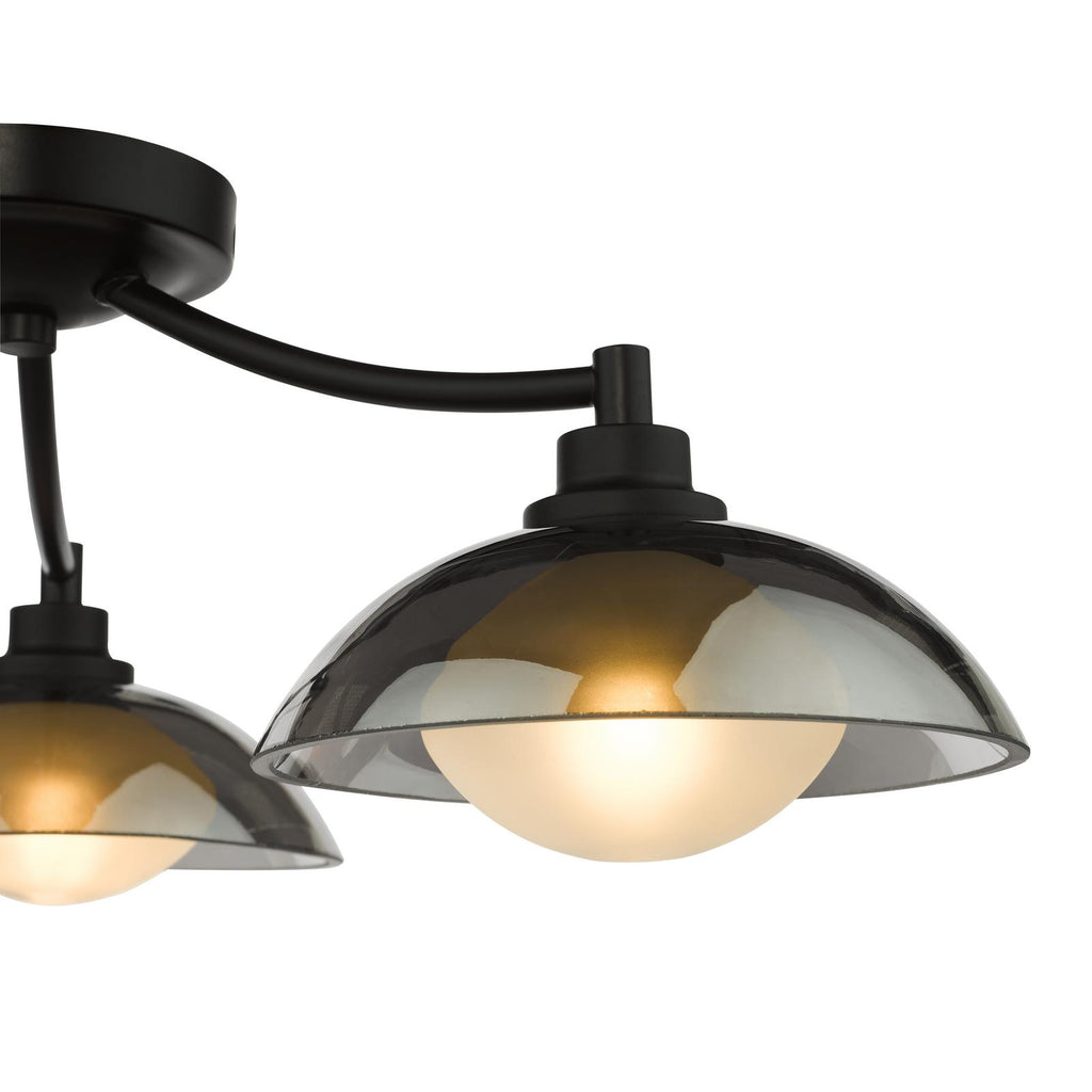 KAD5322 Kadience 3 Light Semi-Flush Satin Black and Smoked Glass