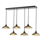 KAD6422 Kadience 6 Light Bar Pendant Satin Black and Smoked Glass