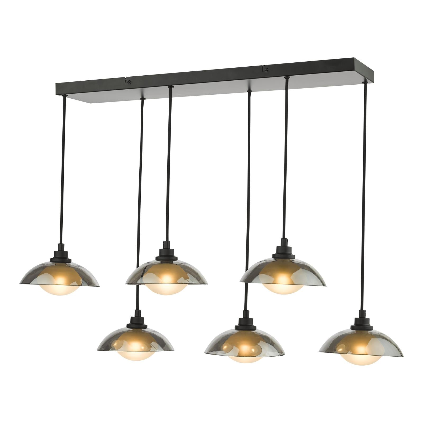 KAD6422 Kadience 6 Light Bar Pendant Satin Black and Smoked Glass
